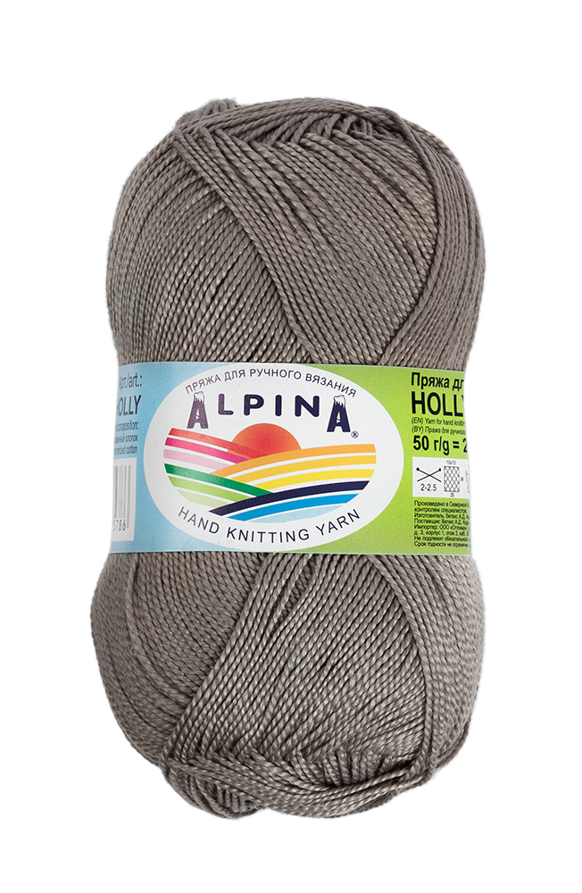 

Пряжа Alpina Holly 10 шт. по 50 г 100% мерсеризованный хлопок 200 м №229 серый, "HOLLY"