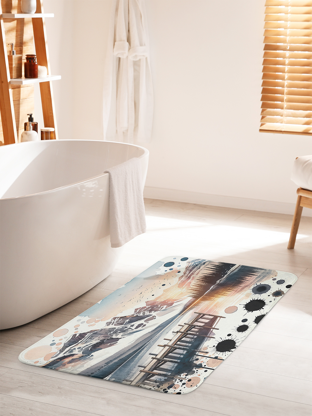 

Коврик для ванной туалета душа JoyArty "Нарисованный причал", bath_sd1057_60x100