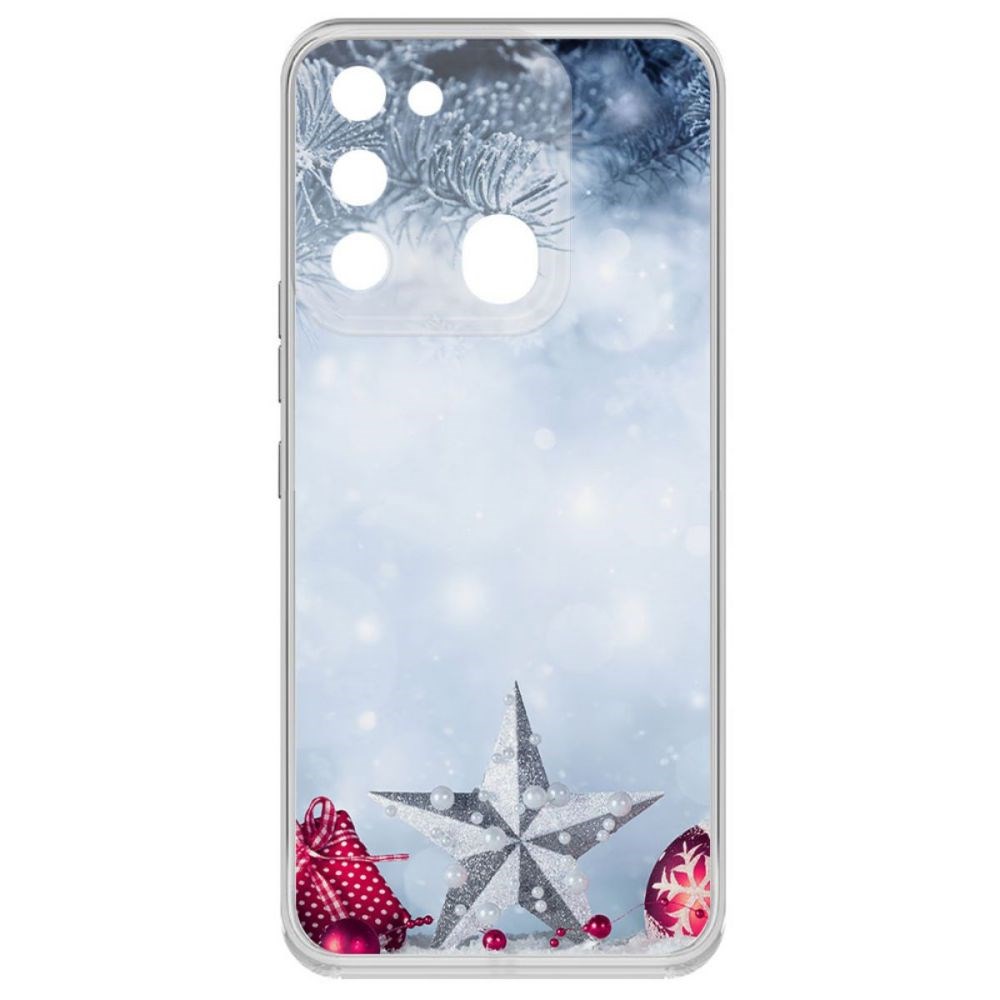 фото Чехол-накладка krutoff clear case новогодняя звезда для tecno spark go 2022