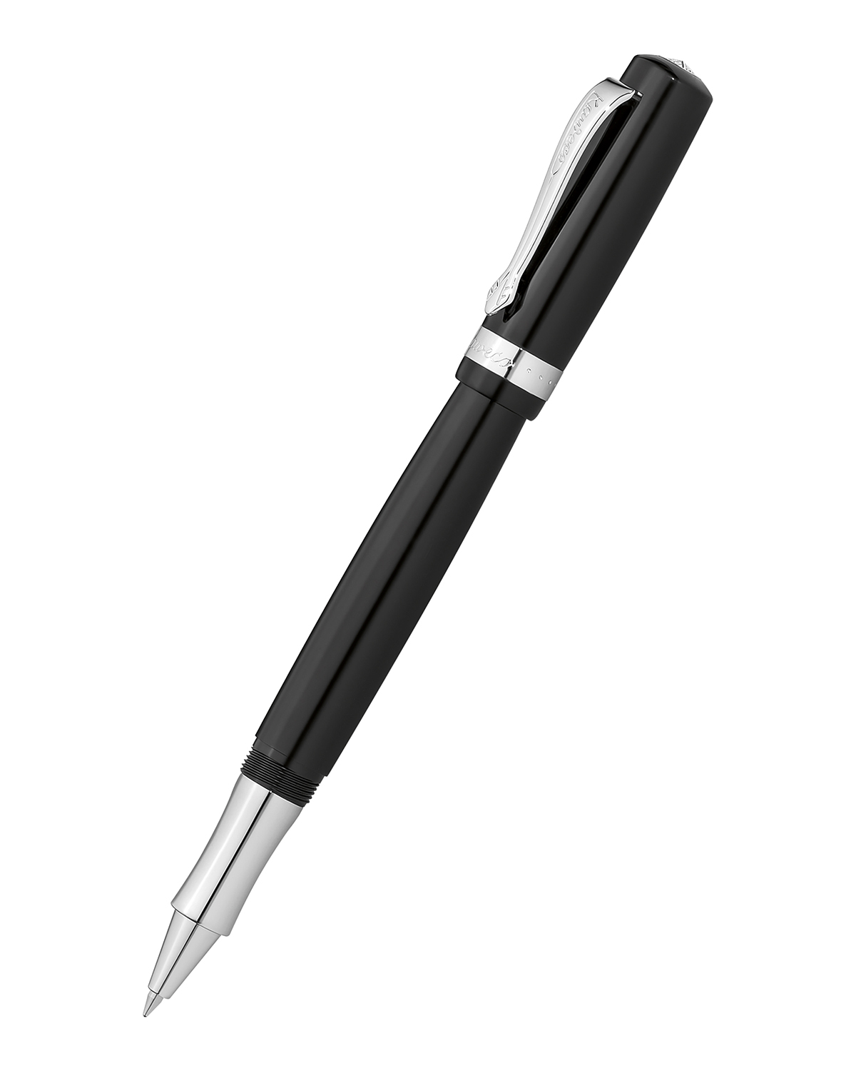 Ручка-роллер Kaweco STUDENT 0,7мм черный корпус с хромированными вставками