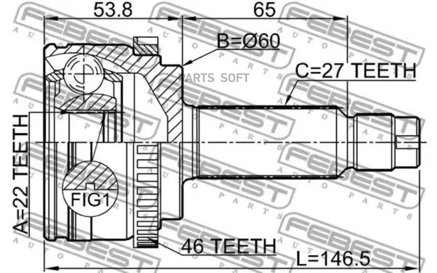 

FEBEST Шрус наружный 22x60x27 FEBEST 2210-SOULA46
