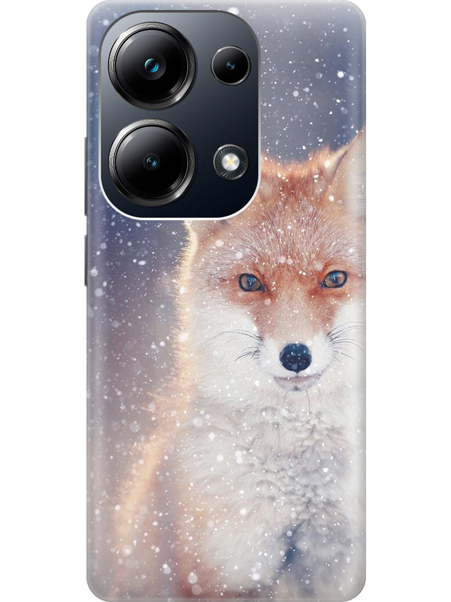 

Чехол на Xiaomi Redmi Note 13 Pro 4G / Poco M6 Pro 4G "Лисица в снегопад", Белый;оранжевый;синий, 20012096