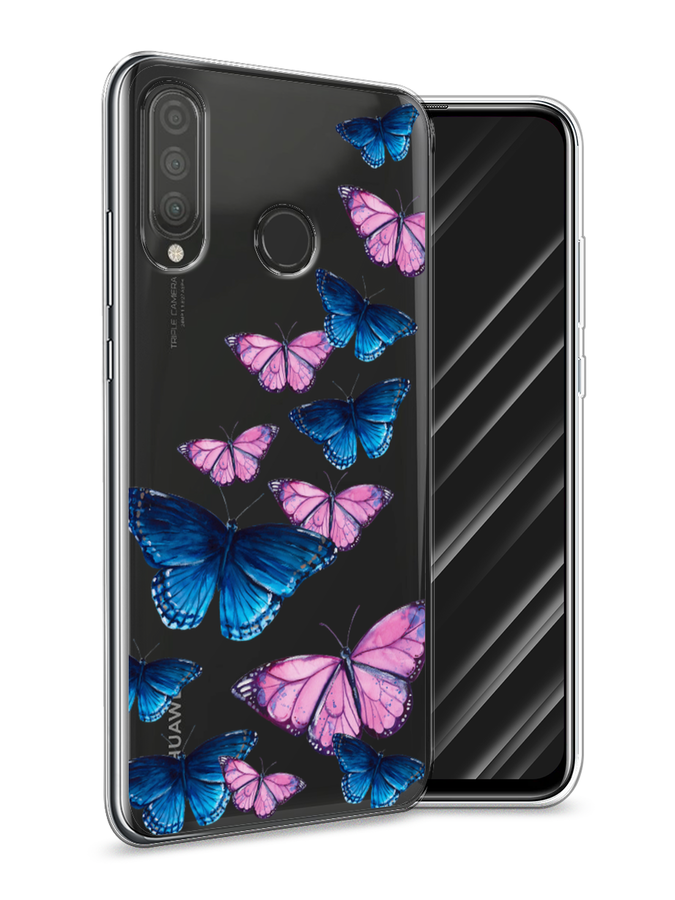 

Чехол Awog на Huawei P30 Lite "Полет бабочек", Синий;черный;розовый, 67950-2