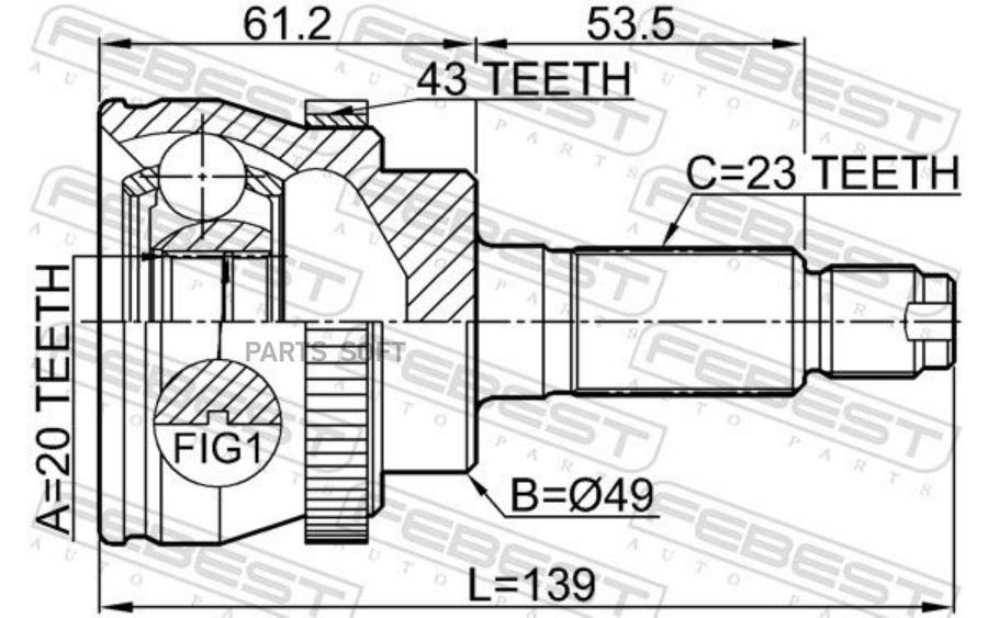 

FEBEST Шрус наружный 20x49x23 FEBEST 1810-AGIA43