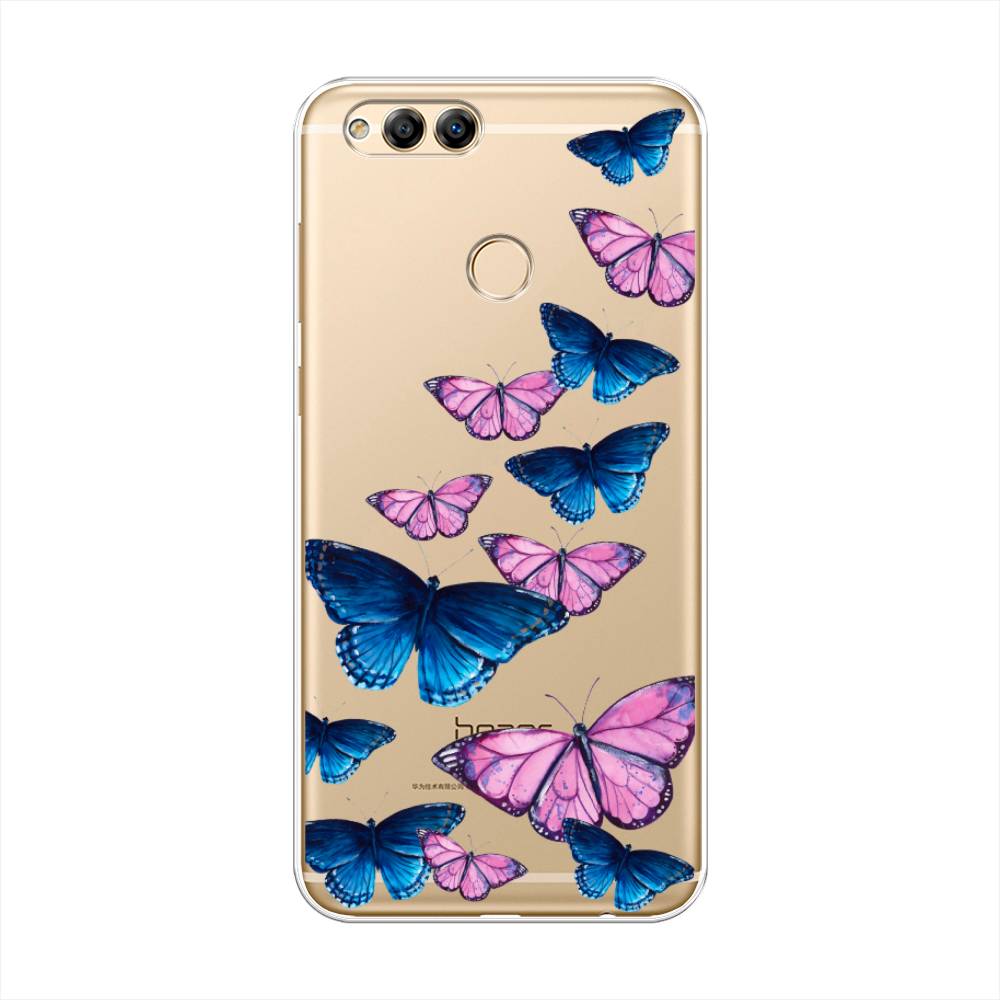 

Чехол Awog на Honor 7X "Полет бабочек", Синий;черный;розовый, 63750-2