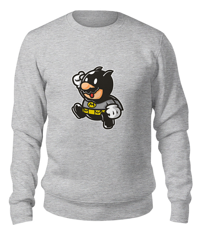 

Свитшот унисекс Printio Batman x mario серый XS, Batman x mario