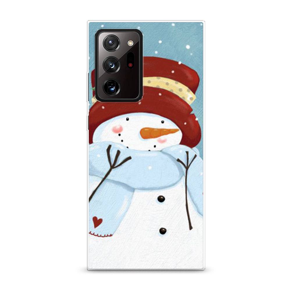 

Чехол на Samsung Galaxy Note 20 Ultra "Застенчивый снеговик", Голубой;белый;красный, 2101050-5