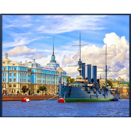 

АЖ-1955 Картина стразами 'Крейсер Аврора' 50*40 см