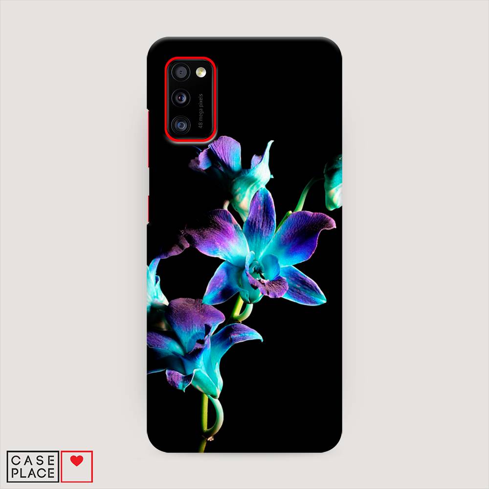 фото Пластиковый чехол "синий цветок на черном" на samsung galaxy a41 awog