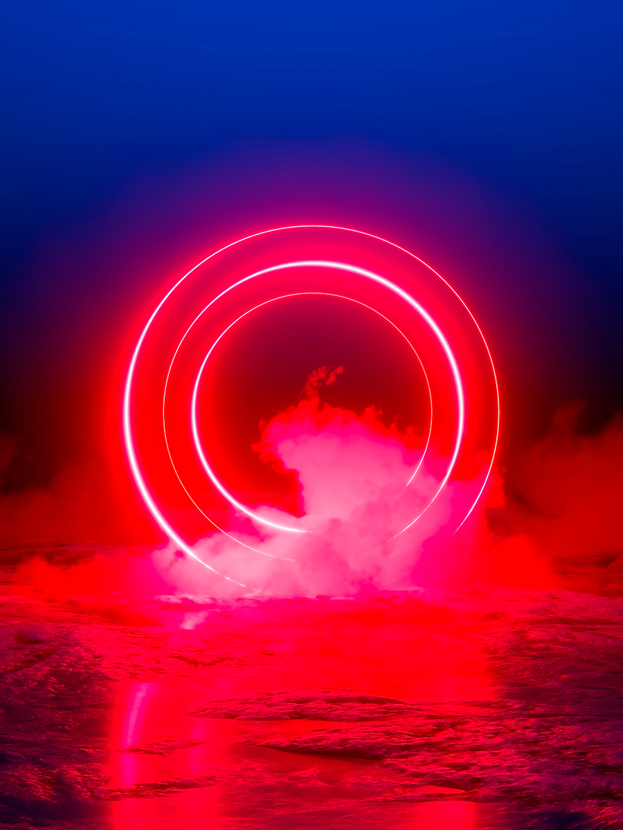 фото Постер drabs а2 красные неоновые огни, виртуальная реальность, круги, светящиеся кольца,