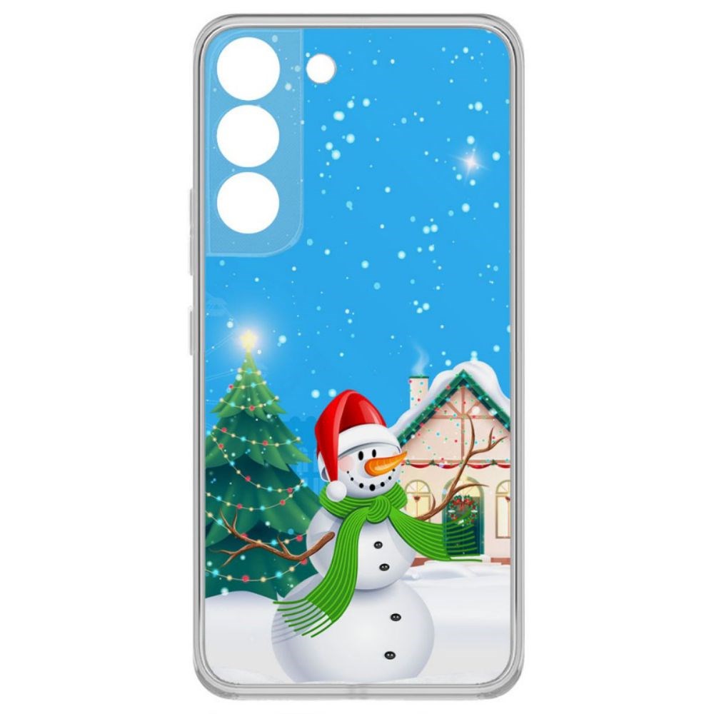 фото Чехол-накладка krutoff clear case снеговик для samsung galaxy s22