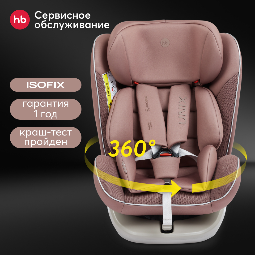 Автокресло Happy Baby 0123 I-Unix i-size 0-12 лет isofix розовое 20444₽