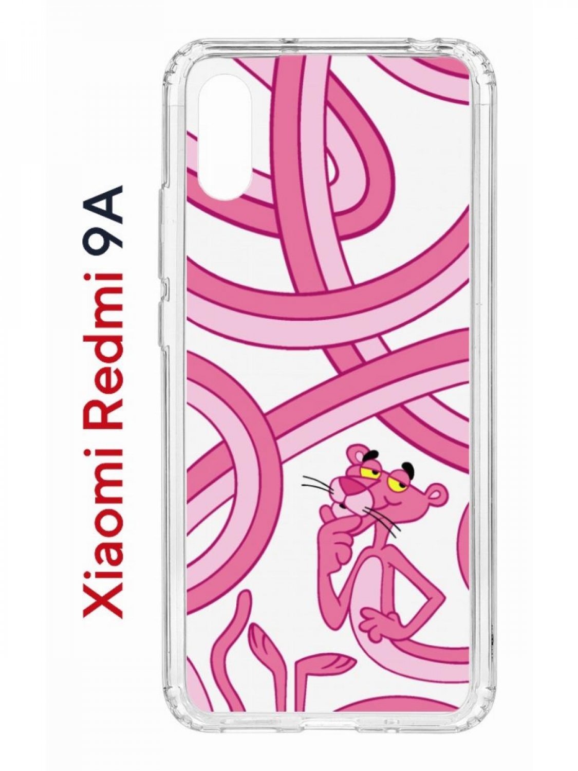 Чехол на Redmi 9A Kruche Print Розовая Пантера,противоударный бампер,с защитой камеры