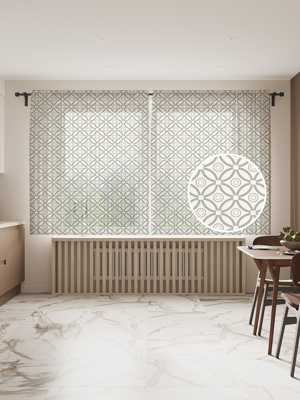 

Фототюль JoyArty "Геометрическая решетка монохром" 145x180см, 2 полотна, лента, 50 крючков, Геометрическая решетка монохром