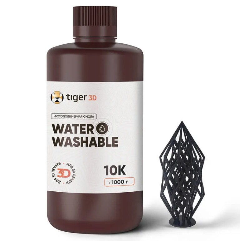 Фотополимерный смола Tiger 3D Water Washable Resin 10K черный 1 кг