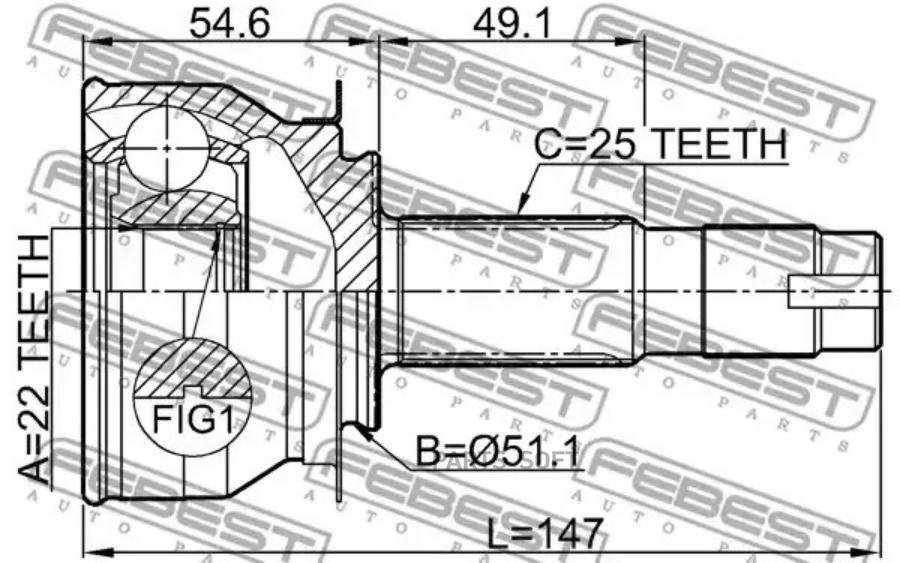 

FEBEST ШРУС наруж.пер.CHEVROLET COBALT МКПП 2012=> FEBEST 1010-CBT