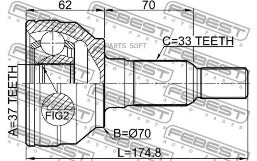 

FEBEST ШРУС наруж.37x70x33 HUMMER H3 (LHD) 2006-2010 [EU] FEBEST 3610-H3