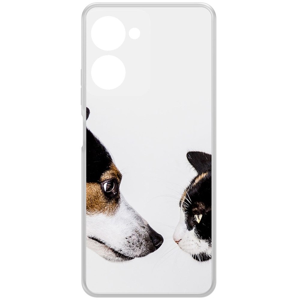 

Чехол-накладка Krutoff Clear Case Собаки против кошек для Realme 10 Pro, Прозрачный