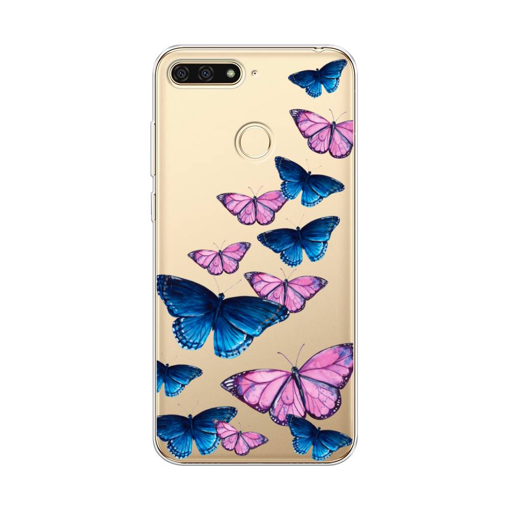

Чехол Awog на Honor 7C "Полет бабочек", Синий;черный;розовый, 64550-2