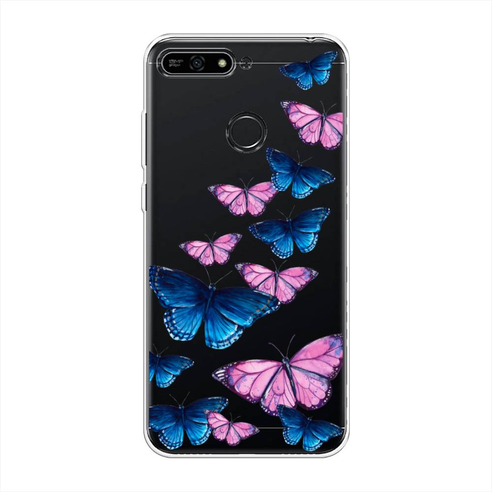 

Чехол Awog на Honor 7A Pro "Полет бабочек", Синий;черный;розовый, 65450-2