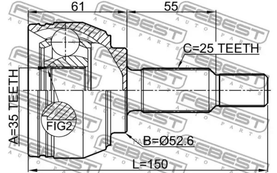 

FEBEST ШРУС наруж.35X52.6X25 RENAULT DUSTER 2011- FEBEST 2410-DUSTAWD