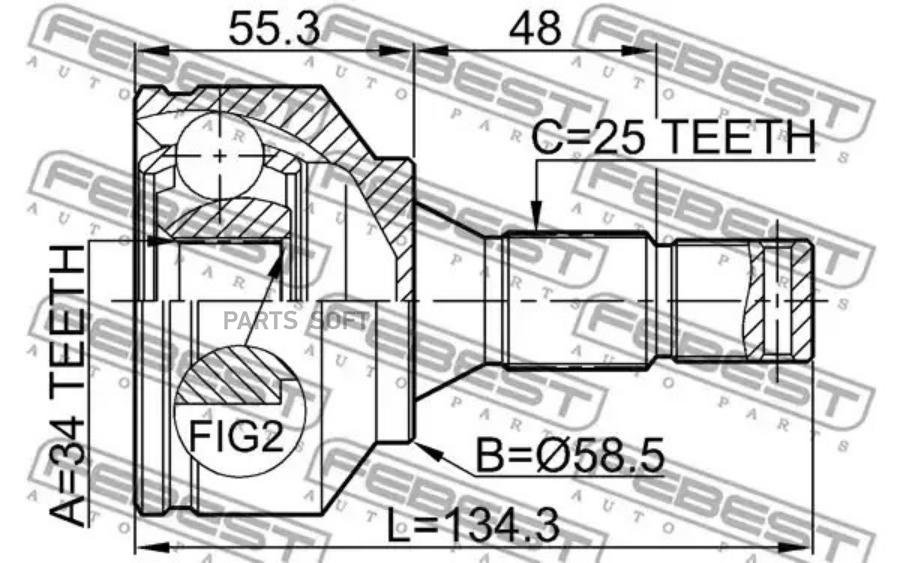 

FEBEST ШРУС наруж.34X58.5X25 CITROEN C4 2004-2011 FEBEST 2510-30720