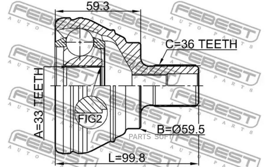 

FEBEST ШРУС наруж.33X59.5X36 AUDI A3A3 SPORTBACK (8V) 2013- FEBEST 2310-EOS
