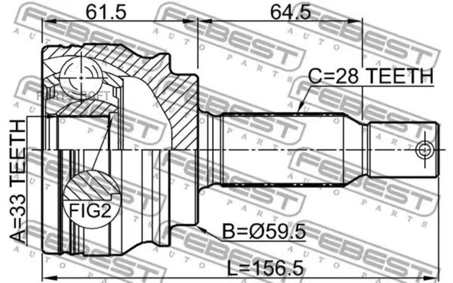 

FEBEST ШРУС наруж.33X59.5X28 MITSUBISHI ASX GA 2010-2016 FEBEST 0410-GA