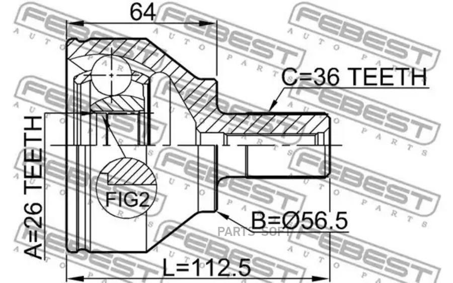 

FEBEST ШРУС наруж.26X56.5X36 VOLVO V50 2004-2011S80 2007=> FEBEST 2710-S40II