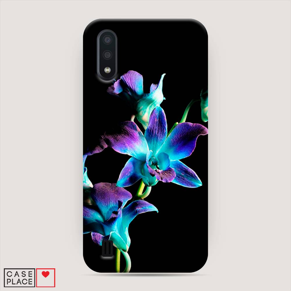 

Пластиковый чехол "Синий цветок на черном" на Samsung Galaxy A01