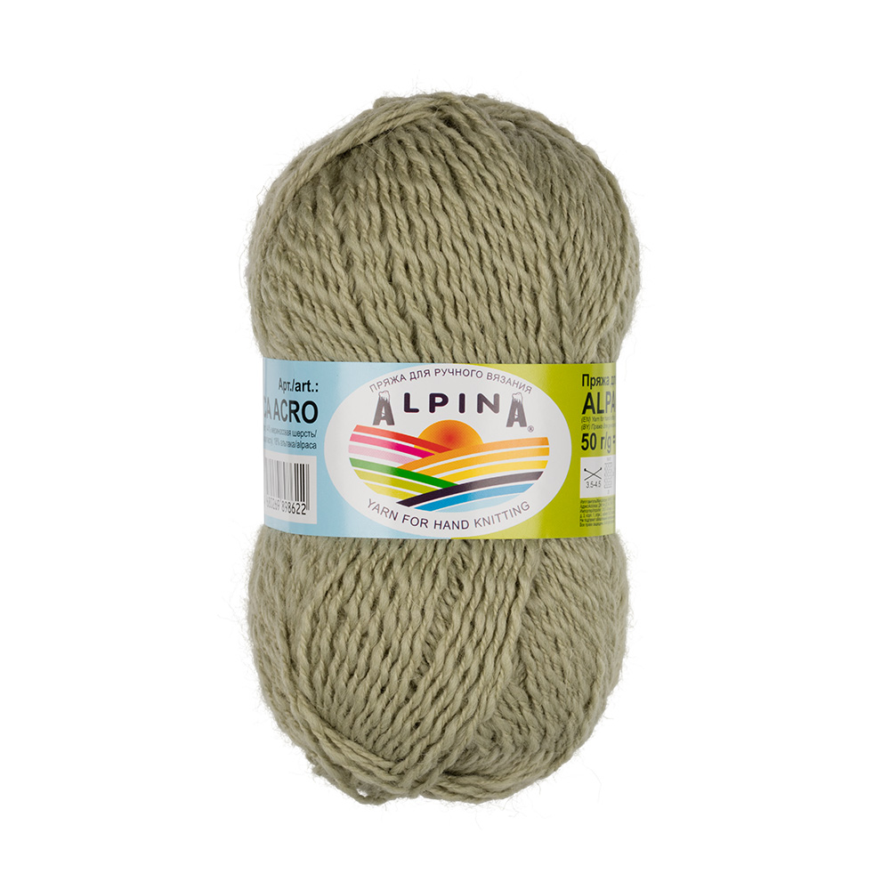 

Пряжа Alpina Alpaca Acro 4 шт. по 50 г 150 м №04 св.зеленый, ALPACA ACRO