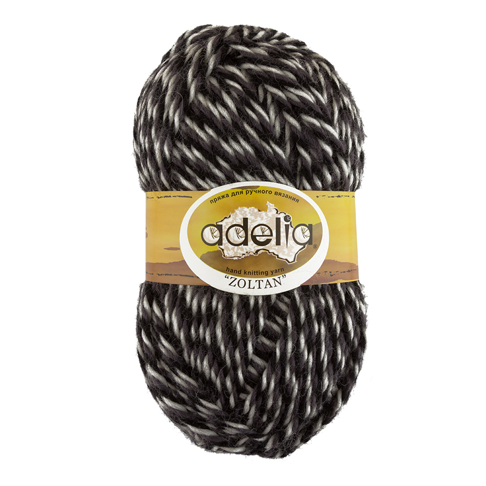

Пряжа Adelia Zoltan, 5 шт. по 100 г, набор, 100% шерсть, 115 м №147 черный-серый-белый, Разноцветный, ZOLTAN