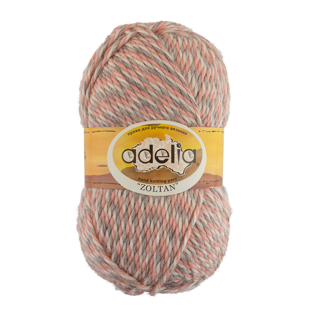 

Пряжа Adelia Zoltan, 5 шт. по 100 г, набор, 100% шерсть, 115 м №127 серый-розовый-белый, Разноцветный, ZOLTAN
