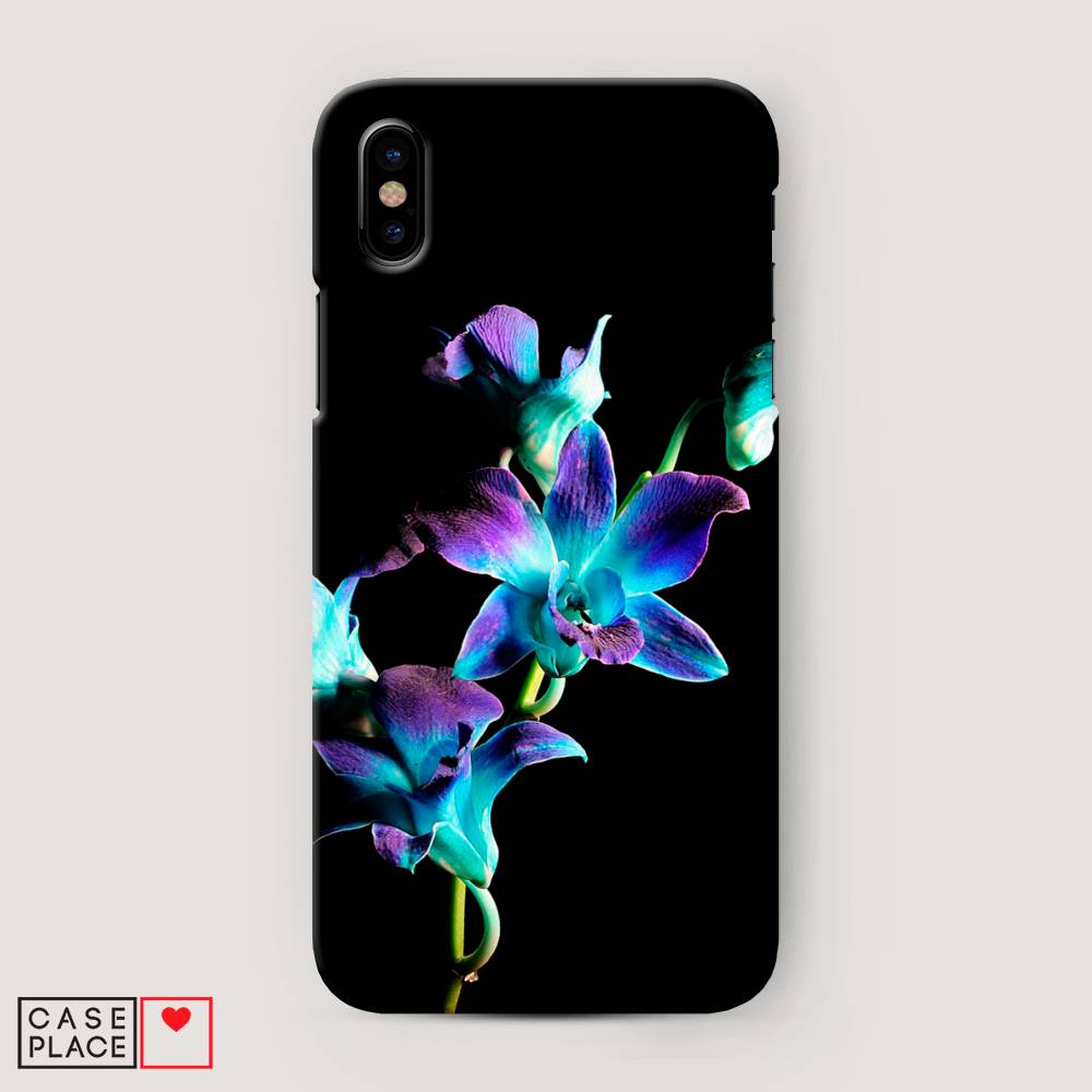 

Пластиковый чехол "Синий цветок на черном" на Apple iPhone XS Max (10S Max), 11920-6