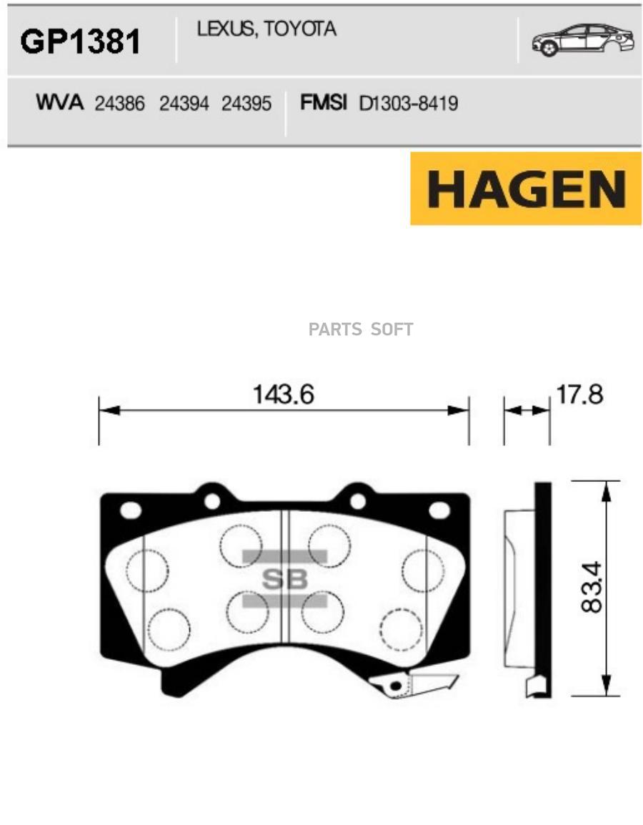 

Тормозные колодки Sangsin brake передние дисковые GP1381