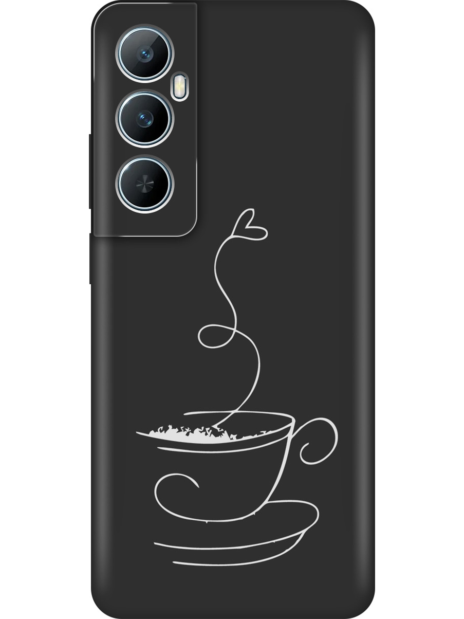 

Силиконовый чехол на Realme C65 с принтом "Кружечка кофе" матовый черный, Черный;белый;серый, 783983861