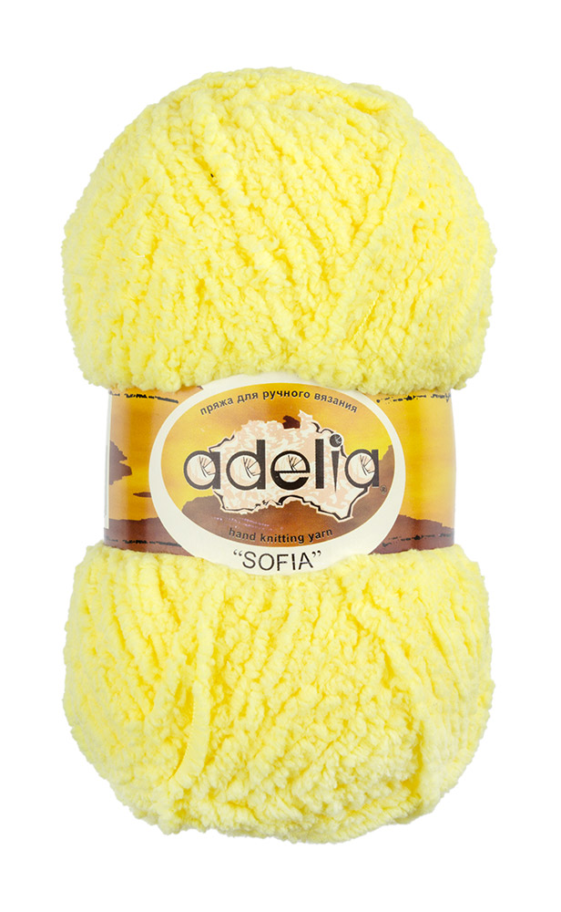 

Пряжа Adelia Sofia, 10 шт. по 50 г, набор, 100% полиэстер, 90 м №39 св.желтый, "SOFIA"