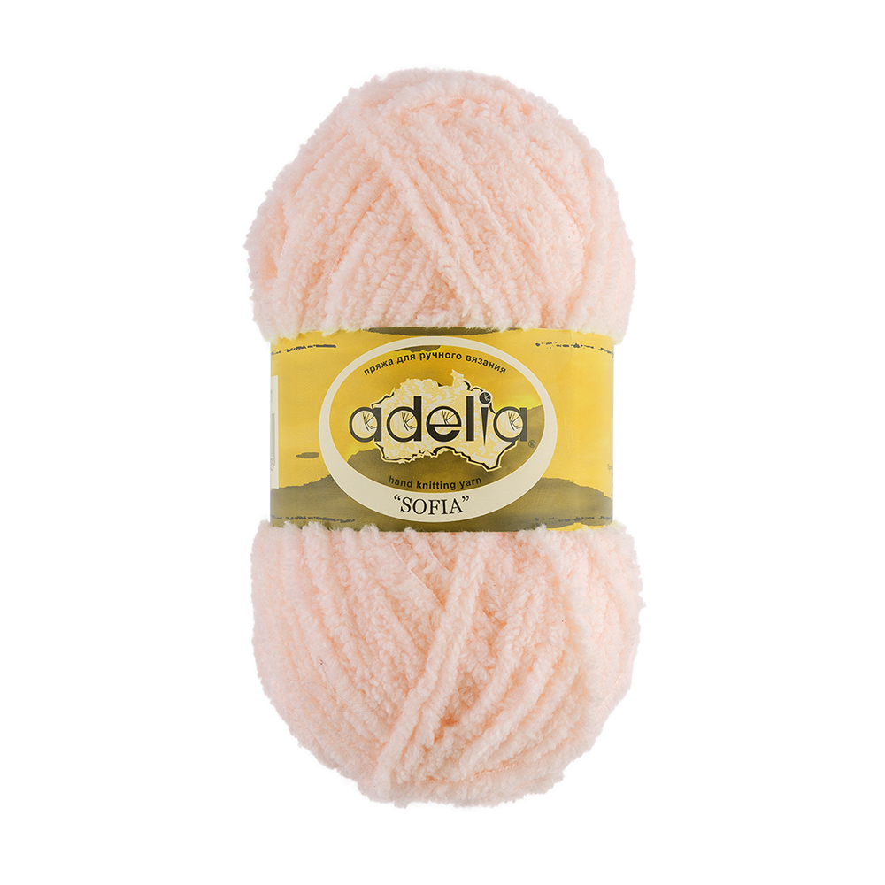 

Пряжа Adelia Sofia, 10 шт. по 50 г, набор, 100% полиэстер, 90 м №36 персиковый, Розовый, SOFIA