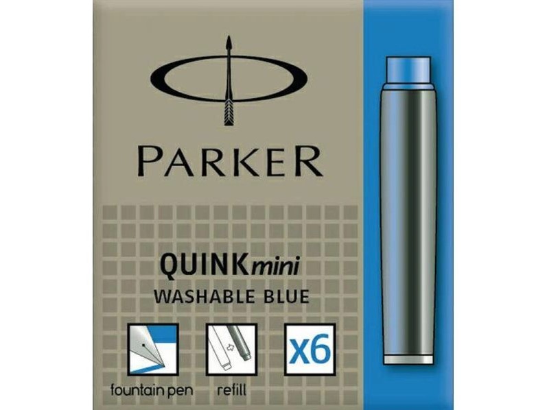 фото Чернильные мини картриджи паркер синий смываемый (набор из 6шт) s0767240 parker