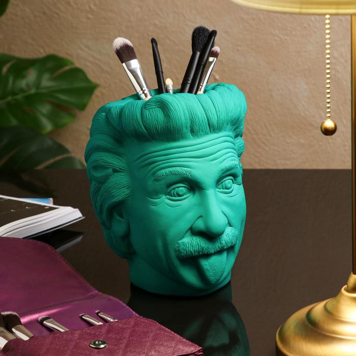 Фигурное кашпо-органайзер Эйнштейн, зеленое, 21 см