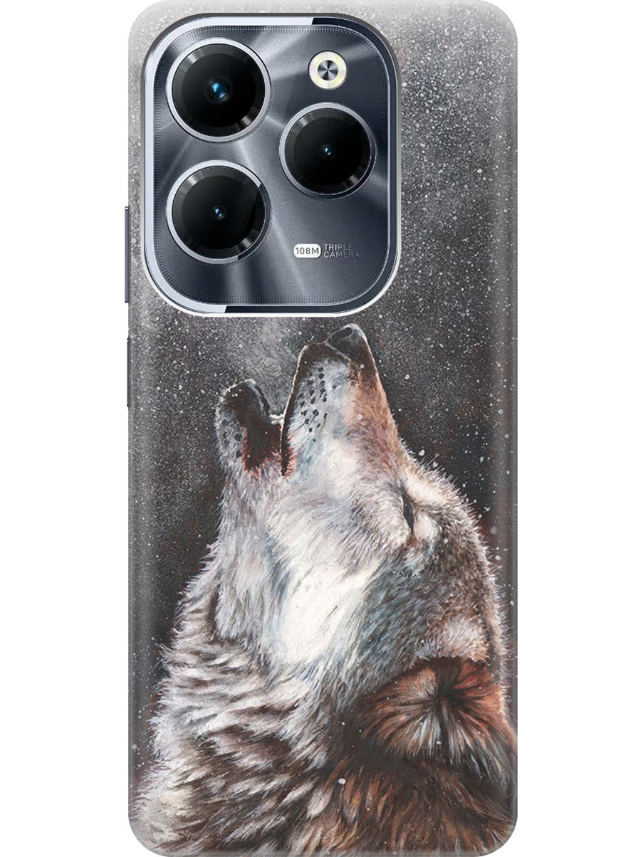 

Силиконовый чехол на Infinix Hot 40 / Hot 40 Pro с рисунком "Морозный волк", Белый;серый;черный, 20011884