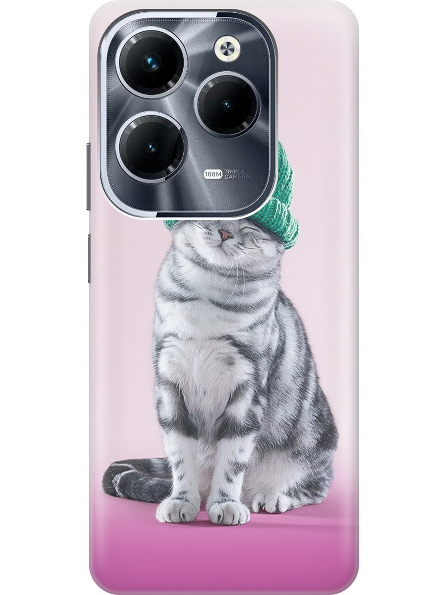

Силиконовый чехол на Infinix Hot 40 / Hot 40 Pro с рисунком "Кот в зеленой шапке", Розовый;серый, 20011884