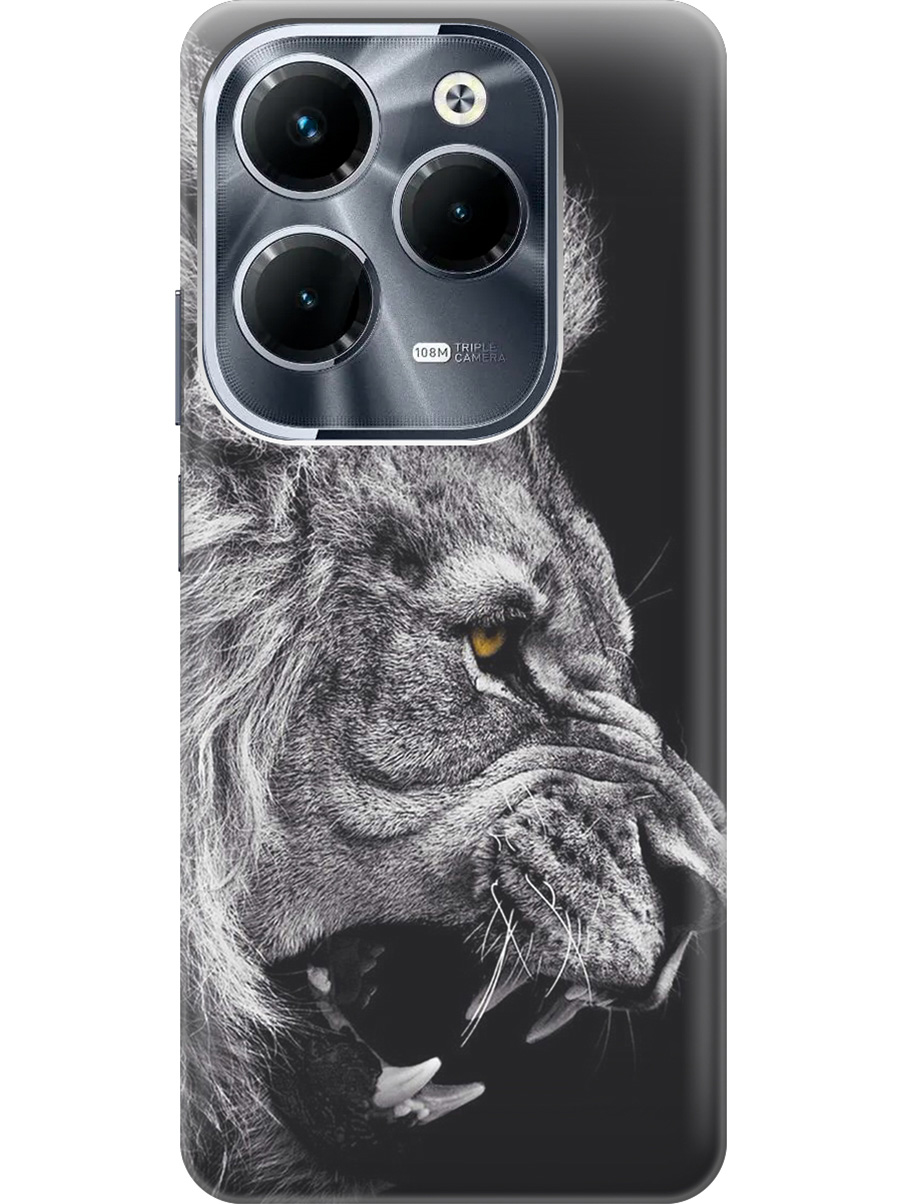 

Силиконовый чехол на Infinix Hot 40 / Hot 40 Pro с рисунком "Морда льва", Серый;черный, 20011884