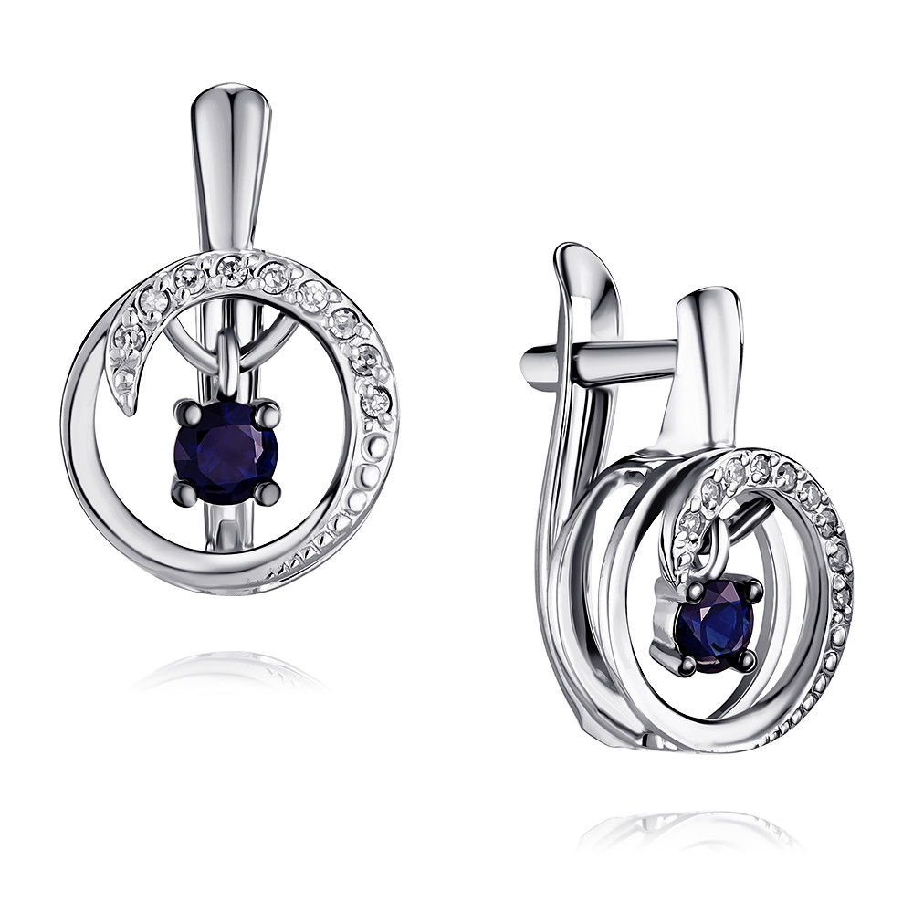 

Серьги из белого золота с бриллиантом/сапфиром ADAMAS 24038078/01-А51Д-432, 24038078/01-А51Д-432