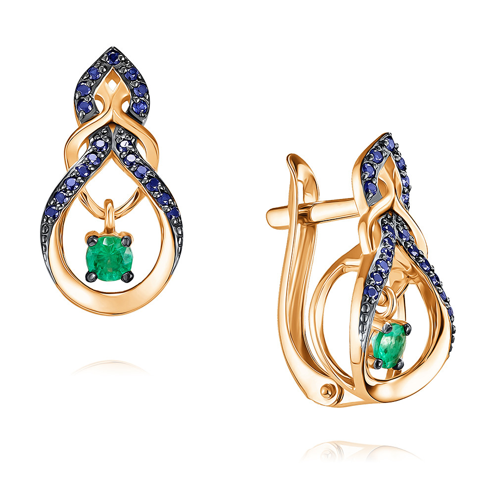 

Серьги из красного золота с изумрудом/сапфиром ADAMAS 24038079/01-А50Д-550, 24038079/01-А50Д-550