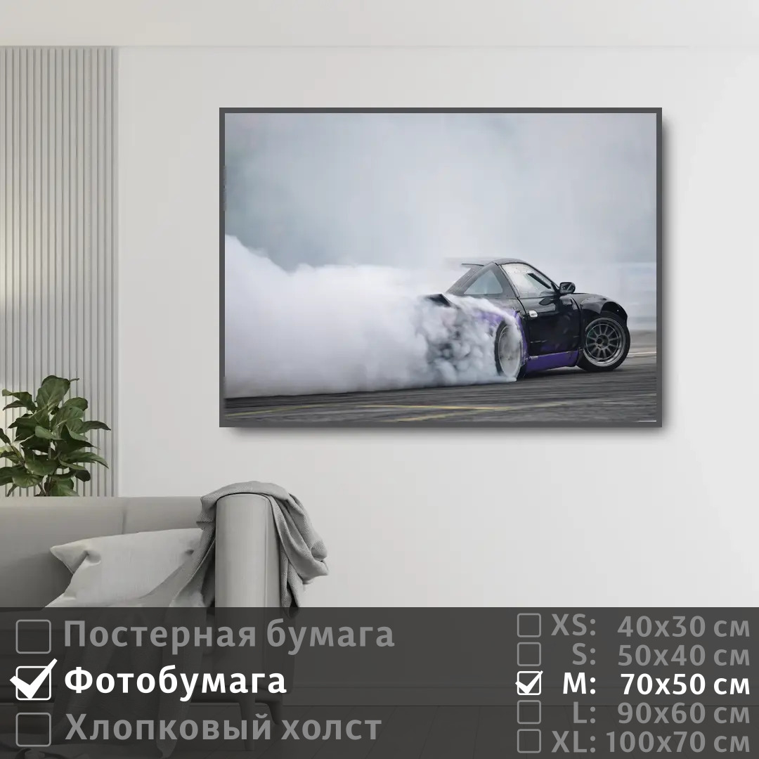 

Постер на фотобумаге ПолиЦентр Авто дрифт 70х50 см, АвтоДрифт