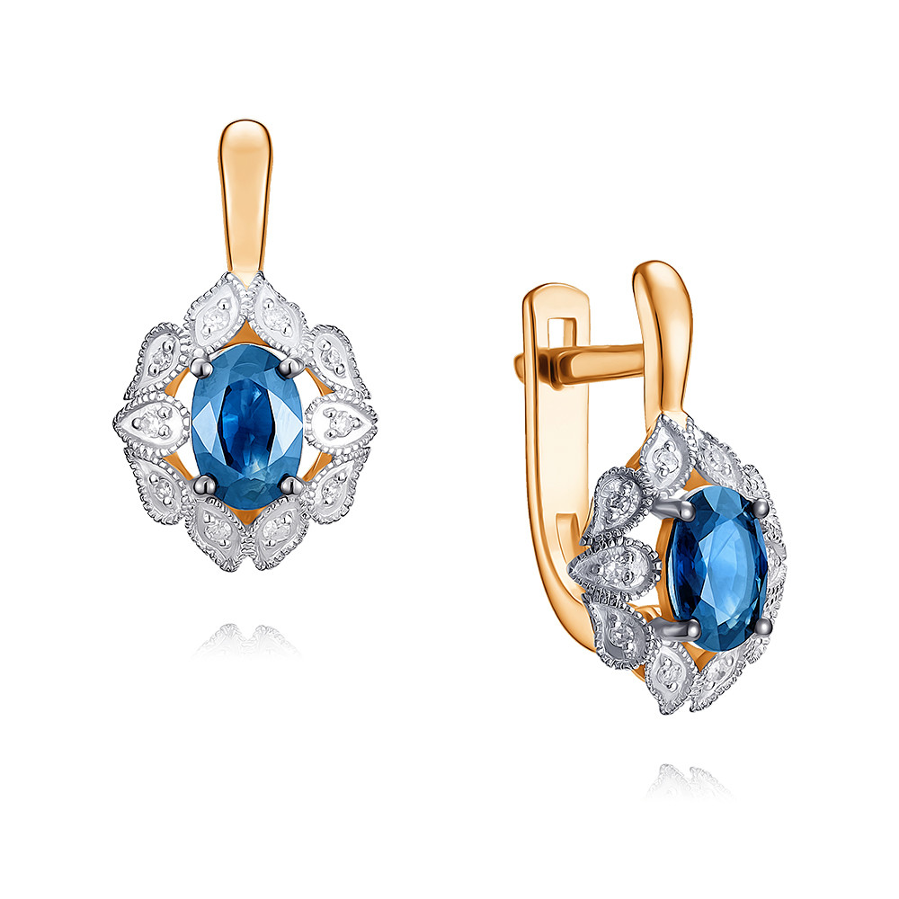 

Серьги из красного золота с бриллиантом/сапфиром ADAMAS 24039306/01-А50Д-432, 24039306/01-А50Д-432