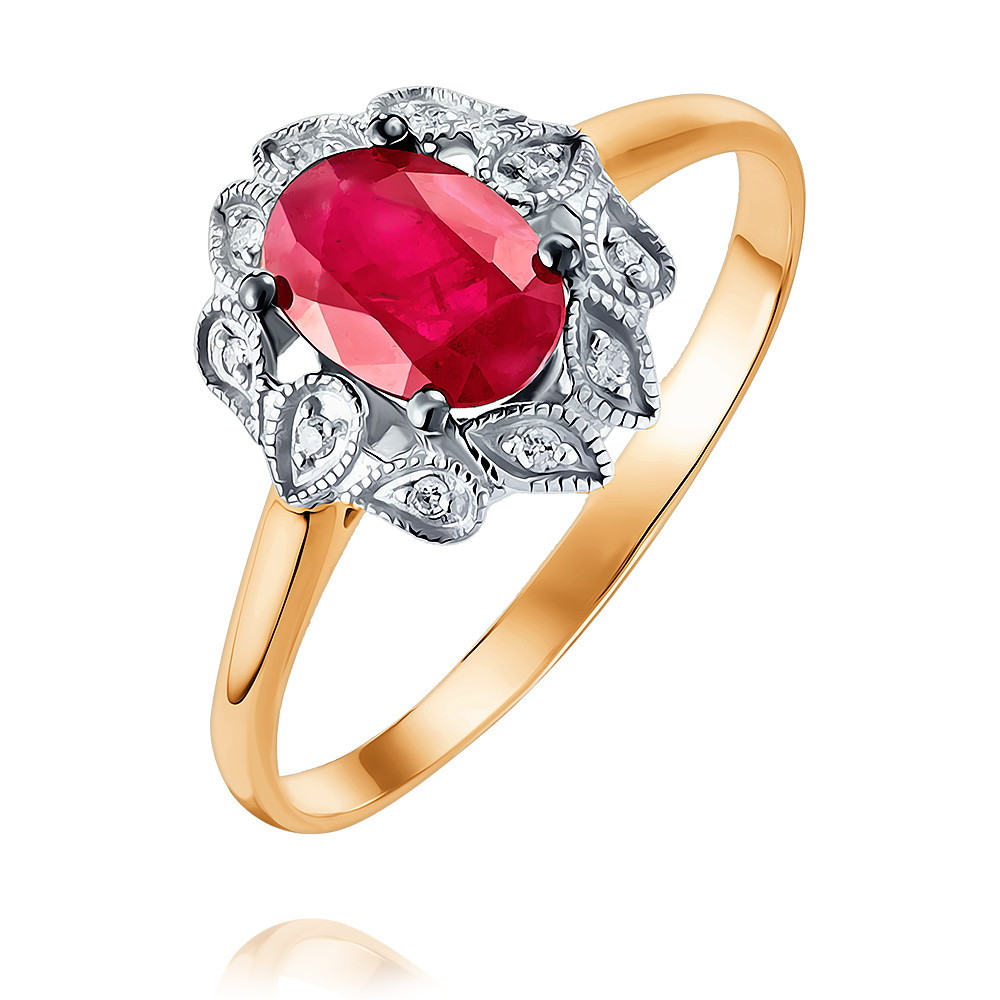 

Кольцо из красного золота с бриллиантом/рубином р. 16,5 ADAMAS 14039306/01-А50Д-431, 14039306/01-А50Д-431