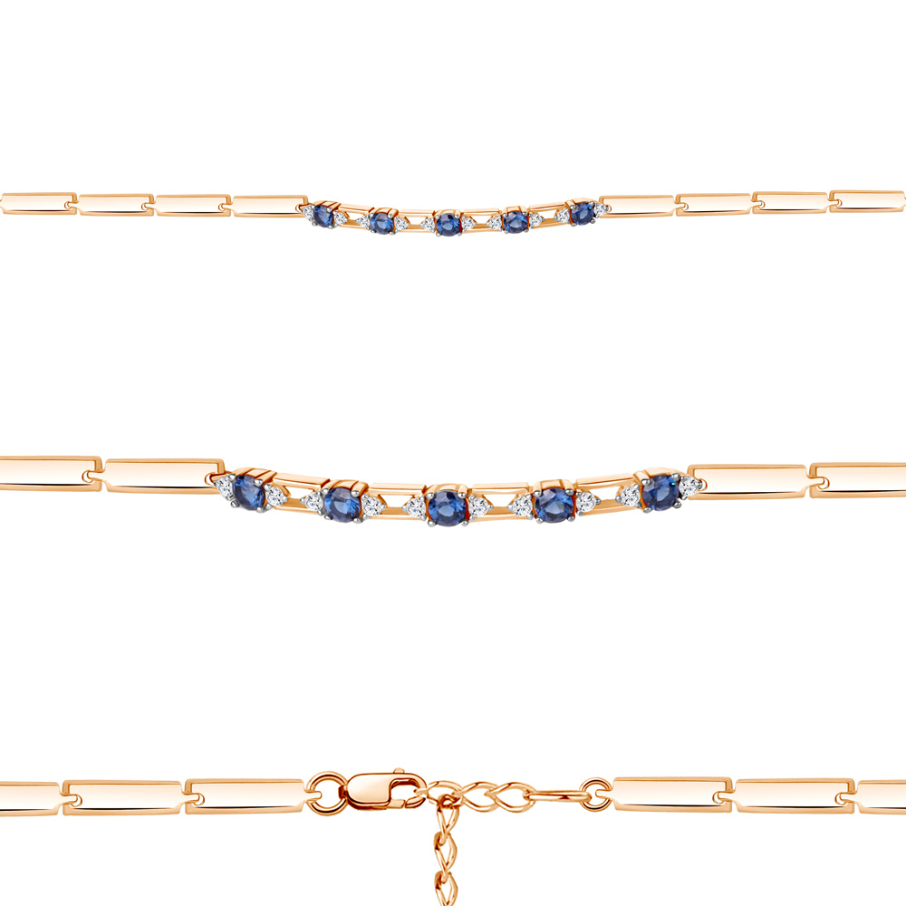 

Браслет из серебра с фианитом/сапфиром искусственным р. 17 Aquamarine 74669АБ_925_з, 74669АБ_925_з