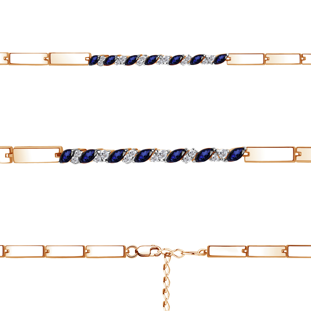 

Браслет из серебра с фианитом/сапфиром искусственным р. 18 Aquamarine 74668АБ_925_з, 74668АБ_925_з